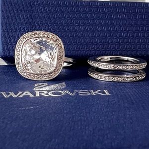 Stunning Swarovski Simplicity Crystal Ring Set Women Size 7 100% Swarovski Brand
